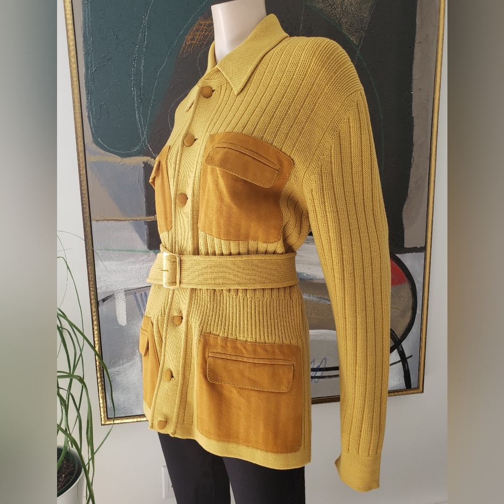 Vintage | Wool Cardigan with Suede Details - Picture 4 of 16